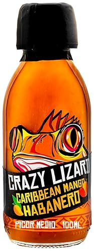 CRAZY LIZARD Mango Habanero Hot Sauce – Fruity Hot Sauce – Salsa Picante Gourmet de Mango y Habanero – Medium Heat – 100 ml