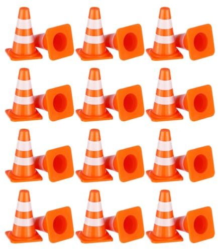 Toyvian 24 Mini Conos De Tráfico De 1 Pulgada Conos Seguridad Naranjas En Miniatura Señales Tráfico Plástico Juguetes Para Construcción Barricadas Fiestas Micropaisaje