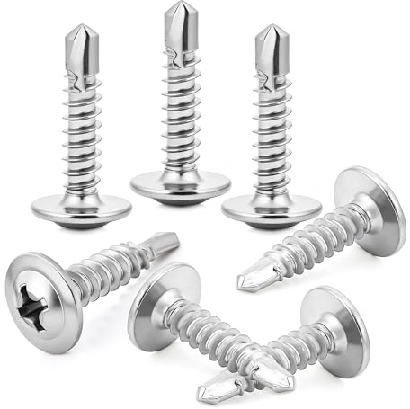 160pcs 4.2x50 mm Self Tapping Screws Self Drilling Screws Wafer Stainless Steel for Metal Sheets Roofing Windows, Etc