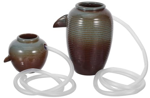 Mobestech 2pièces Fontaine Pot Céramique pour Intérieur Cascade Eau Recirculation Eau Décoration De Table Et Jardin