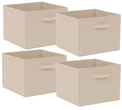 Homullel Foldable Storage Cube Boxes Set of 4, Storage Unit Box with Handle, Collapsible Storage Bins Organiser for Shelf Closet Organization
