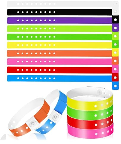 Wzxksoac Neon Plastic Wristbands for Events- 60 Pieces Vinyl Wristband Set in 10 Color Options