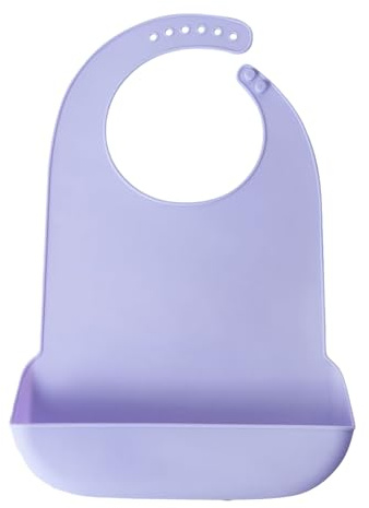 Nucelit Bavaglino Grande per Adulti in Silicone per Anziani, Impermeabile, con Cattura-briciole a 6 Livelli, Blu, Copertura per Pasti in Silicone, Viola, Taglia unica
