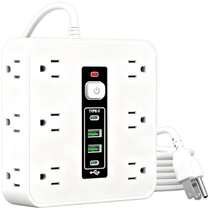 Regleta de Enchufes,Equipo de Control de Electricidad | Alargador De Enchufe Plano con 16 Enchufes,para Hogar Dormitorio Cocina Sala De Estar Pared Electrodomésticos Teléfono