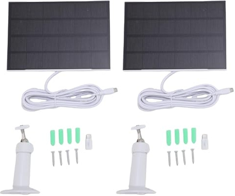 FAUOSWUK Panel Solar, Cargador Solar de Alta Eficiencia IP65 de Montaje Ajustable 360 ​​con Puertos Micro USB y Tipo C, para 4 Cámaras Al Aire Libre