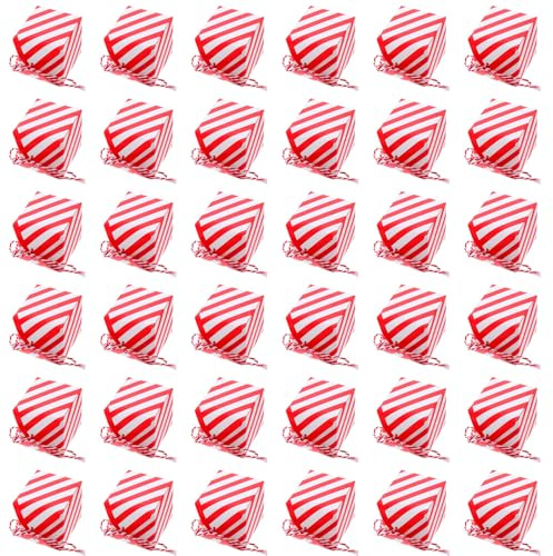 HIAKDOFT Stylische Hochzeits Süßigkeitenbox 48 Stück Rot Weiß Gestreift Pralinenschachtel Geschenkverpackung für Hochzeit Party Geburtstagsfeier