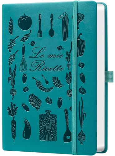 HwxBen Ricettario da Scrivere A5 con Copertina Rigida – Quaderno Ricette da Compilare, Libro di Cucina Personalizzato, Meal Prep Libro, Organizzatore per Ricette e Menu Settimanali– Verde acqua