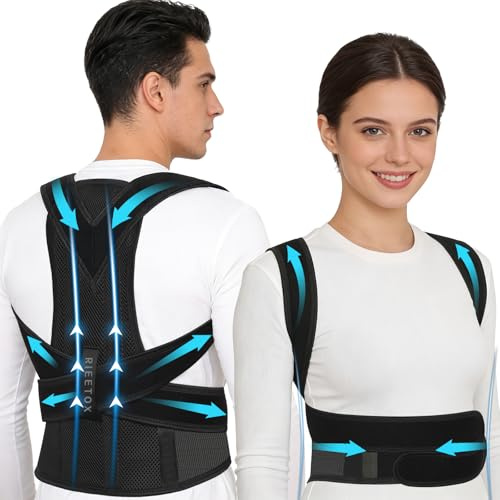 Ceinture de soutien dorsale et correcteur de posture pour homme et femme - Support droit avec étireur d'épaule pour soutenir le haut du dos - Réglable, respirant, parfait pour la vie quotidienne et le