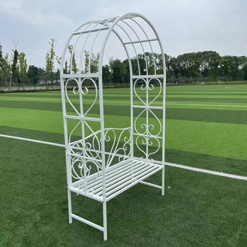 Arche De Jardin avec Banc Places, Arceau À Rosiers De Jardin pour Plantes Grimpantes, Fleurs - Décorer Mariage Cérémonie, 208 * 114 * 50cm