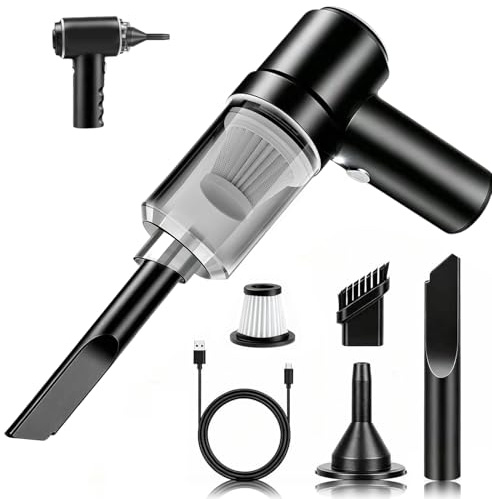 Aspiradora de Mano, Aspiradora Portátil Recargable Mini, 20000PA Potencia, Súper Potente 4-en-1 Multifunción, Fácil Llevar, para Oficina, Coche, Hogar Varios Escenarios