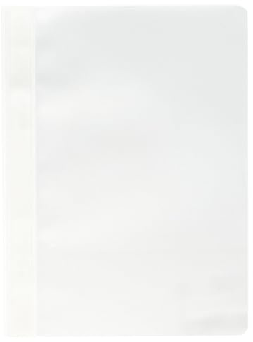 Exacompta - Réf. 449202B - Paquet de 25 chemises de présentation à lamelles - couverture en PP qualité standard - étiquette sur toute la hauteur de la chemise - lamelles en métal - couleur blanc