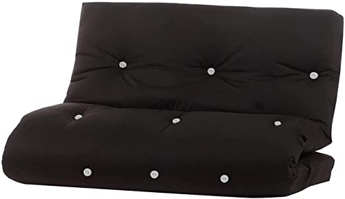 Visco Therapy Metro Reflex Foam Filled Futon Mattress, Shredded Foam Filling, Foldable Replacement Mattress, Roll out, Fold up Replacement Futon Guest Bed Pad (Black, 3 Seater Double (135x190cm))