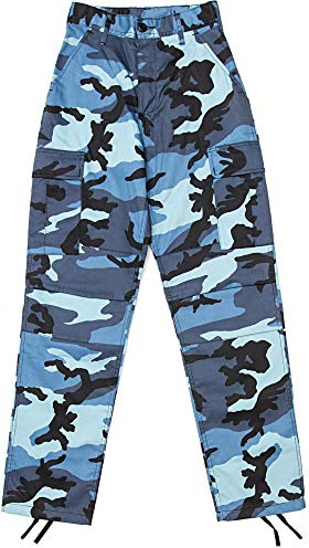 Mens Sky Blue Camouflage Tactical BDU Pants Military Cargo Fatigues Camo Fashion Trousers - XS (26 x 32)