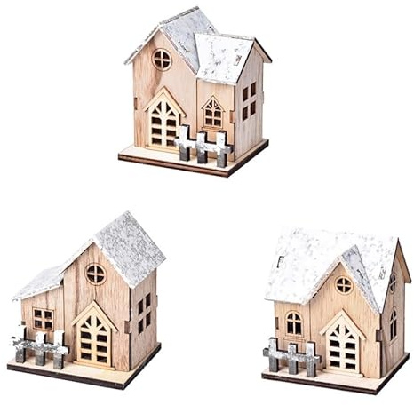 Toddmomy 3 Stücke LED Beleuchtet Weihnachtshaus Weihnachtsdorf Häuser Winterdorf Weihnachtsstadt Weihnachtsbeleuchtung Ornament Geschenke für Weihnachten Xmas Winter Weihnachtsdeko