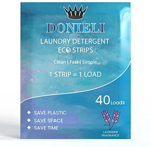 DONIELI Eco Friendly Laundry Detergent Strips, Lavender Fragrance, Bio Washing Formula, Super Concentrated, 100% Recyclable and No Waste … (40 Count (Pack of 1))
