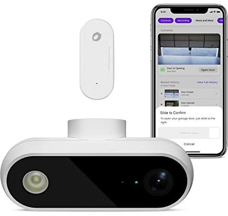 OCCHI Smart Garage Door Opener with Camera, Smart Garage Control, Security+ 2.0 Compatible, Detects Open/Close Status, Support Yellow&Purple Button, 2.4Ghz WiFi, No Monthly Fee, Compatible with Alexa