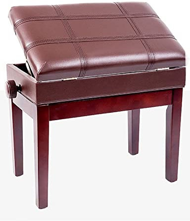 IBOWZ Klavierhocker Gepolsterter Klavierbankhocker, Keyboardhocker, 10 cm höhenverstellbar, 55 x 34 x 47–57 cm, 180 kg große Tragfähigkeit, perfekt für Klavierübungen, Teak, Braun, Schwarz