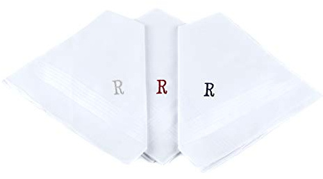 Monogrammed Handkerchiefs for Men - Soft Hankies for Men + Great Monogrammed Gifts (R Initial-)