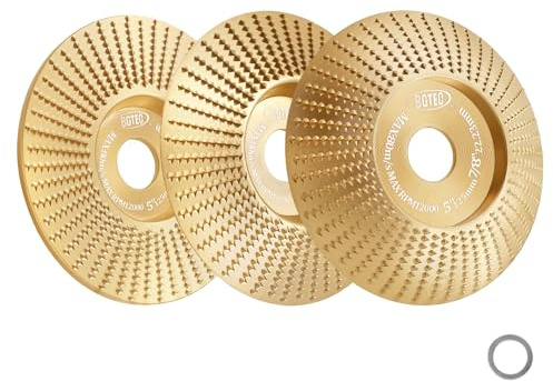 BGTEC Disco Abrasivo per Legno - 3 Pezzi 125MM*22.23MM Mola per Intaglio, Modellatura, Levigatura e Lucidatura - Disco Raspa per Smerigliatrice