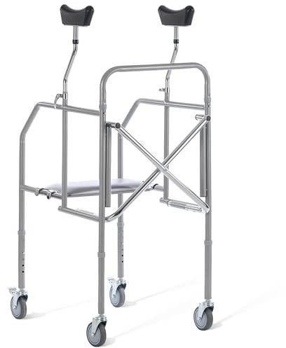 GOVITA Deambulatore Sottoascellare Pieghevole Girello Per Anziani Antibrachiale Con Appoggio Ascellare.