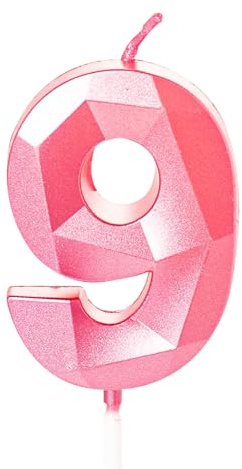 Geburtstagskerzen für Kuchen, Zahlenkerze, Rosa, Happy Birthday Kerzen, Kuchenaufsatz für Kinder, Jungen, Hochzeit, Firma, Jahrestag, Kuchendekorationen (Rosa, 9)