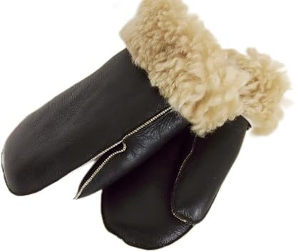 kkdafis Fingerhandschuhe aus Lammfell für Damen und Herren (Braun, S)