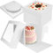 Ezvsevuo Set di 5 Scatola Torta, 31 x 31 x 20.3cm Scatola per Torta con Finestra, Scatola Bianca per Torte Dessert, Contenitori per Torte con Vassoi, Scatole per Dolci in Cartone(12X12X8inch)