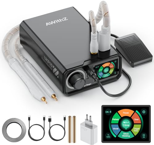 AWithZ Poste à souder par points pour batteries 10,2kW avec condensateur Farad UKF10, commande à bouton rotatif, 99 vitesses, commande à pédale, prend en charge la soudure nickel/tôle revêtue de