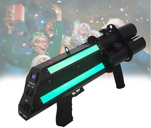 OzcNykt Pistola ElectróNica De Fuegos Artificiales, Lanzador De Confeti PortáTil De 3 Disparos, Lanzador De Confeti Profesional para DJ, para Fiestas, Clubes, Bares, Navidad, Halloween