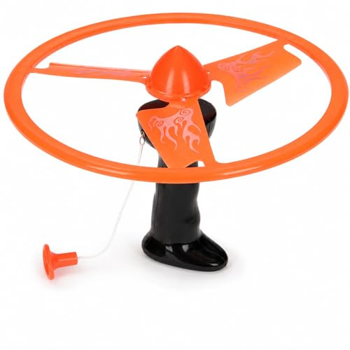 Disco volador grande juguete carga de cuerda ovni volador juguete hélice volador juguete con lanzador hélice volador niños juego de hélice Power Spin juego de vuelo para niños rotor 25 cm (A)