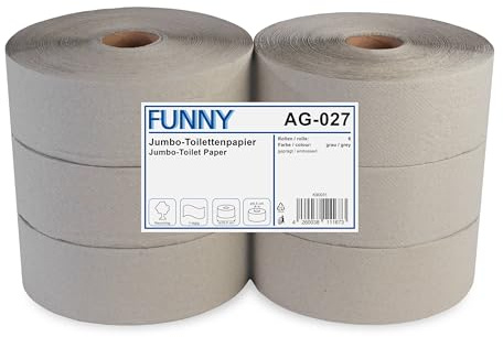 Funny AG-027 Jumbo-Toilettenpapier, 1-lagig, Recycling, Durchmesser 28 cm (6-er Pack)