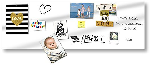 Markerboard/Magnettafel/Whiteboard aus Acrylglas in verschiedenen Farben | inkl. Boardmarker und 10 Supermagneten, Größe:150x50 cm, Farbe:Weiß