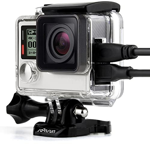 SOONSUN Skeleton Housing Case with Skeleton Backdoor for GoPro Hero 4/3+/3 | Side Open Protective Case for Charging While Recording, Live-Feed Video, External Mic Connection and Enhanced Audio
