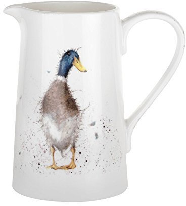 Ente Blau Braun Weiß Gelb Groß Porzellan Krug 15cm X 9.5cm X 15CM - 0.6L