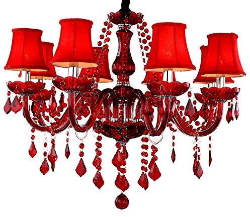 Lampadario Cristallo Bicchiere Luce Pendente LED Plafoniera Illuminazione Indoor Casa Decoration Soggiorno Sala Ristorante Lampada da Soffitto 10 Luci Con paralume