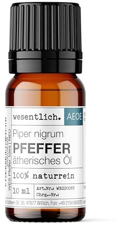 wesentlich. Pfefferöl | intensiv, würzig und warmer Duft | 100% naturreines, ätherisches Öl | Glasflasche (10ml)