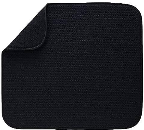 LOVIVER Microfiber Dish Drying Mats for Kitchen Drying Pads for Dishes Drainer Mat, Black, 40.5x45.5cm