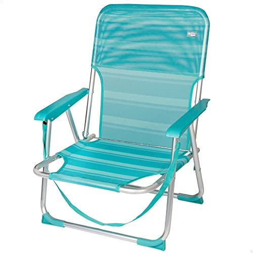 Fester klappbarer Strandstuhl, Stuhl mit fester Rückenlehne, Aluminiumstuhl, Fester Stuhl, 44x40x72 cm, Sitzhöhe 23 cm, türkisfarben, mit Tragegriff, Aktive Beach, Mediterran