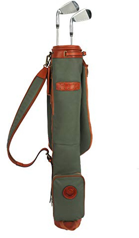 Tourbon TB904CA Golfbag i vattentät kanvas, för kurs, träning, golfklubb, bärväska, resväska, med mjuk vadderad axelrem (grön)