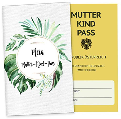 OLGS Mutter-Kind-Passhülle 3-teilig Österreich personalisiert Tropical Green | Schutzhülle Mukipasshülle (Hülle für den österreichischen MuKi-Pass personalisiert, 08)