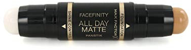 Max Factor Fondotinta Compatto Facefinity All Day Matte Panstik, Stick Multiuso 2in1: Fondotinta e Primer Opacizzante, 84 Soft Toffee
