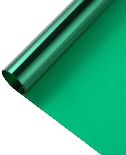 Transparent Decorative Window Film Anti UV Colorful Adhesive Vinyl Heat Insulation Solar Window Tinting Sheets Glass Film for Christmas Home Decoration, 17.7Inch x 78.7Inch, Green