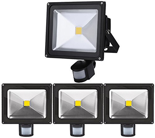 ALPHA DIMA 4x30W Foco LED con Sensor de Movimiento,Proyector LED Exterior Blanco Cálido Foco LED Detector IP65 Impermeable para Jardín,Patio,Garaje
