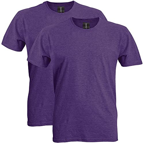 Gildan Adult Softstyle Cotton T-Shirt, Style G64000, Multipack, Heather Purple (2-Pack), Medium