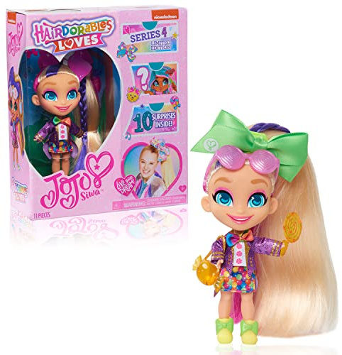 JoJo Siwa Hairdorables Loves JoJo Limited Edition Sammelpuppe, Serie 4, Candy Time, Enthält 10 Überraschungen, Kinderspielzeug ab 3 Jahren von Just Play