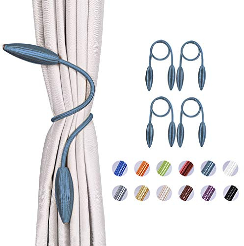 Pretty Jolly Raffhalter für Vorhänge, zum Selbstgestalten, kreativ, dekorativ, europäischer Stil, zufällige Modellierung, Vorhanghalter für Zuhause und Büro, blau-grau, 4 Stück