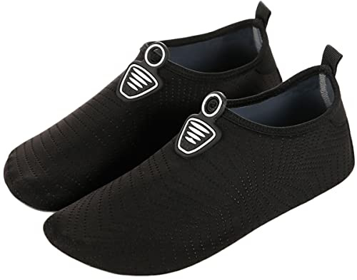 AUXDIQ Chaussures Aquatiques Femme Homme Chaussures de Plage Chaussures de Entraînement Natation Surf Chaussons Plongée Noir 39/40 EU