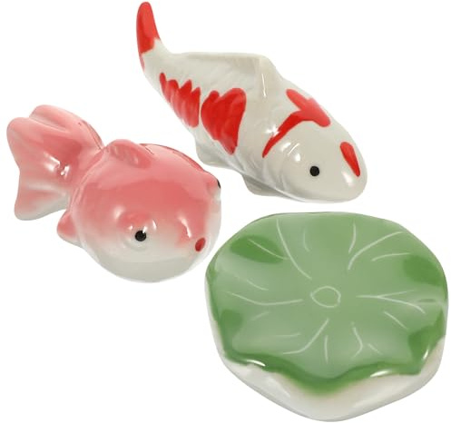 MAGICLULU Floating Aquatic Creature D Cor 3Pcs Hand-Painted Ceramic Fish Tank Decorations Realistic Porcelain Floating Koi Fish Ornaments for Aquarium and Home Table