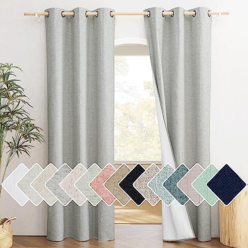 NICETOWN Grey Noise and Lights Block Out Curtains, 2 Panels, 42-inch W by 84-inch L, Thermal Insulated 100% Blackout 2-Layer Lined Drapes, Noise Cancellation Window Draperies for Dining Room