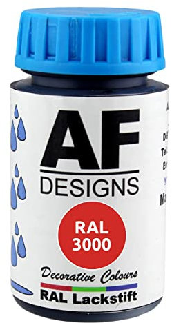 Alex Flittner Designs Lackstift RAL 3000 FEUERROT glänzend 50ml Holz Metall Möbel Bad Retuschierlack Reparaturlack
